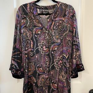 Johnny Was printed tunic with velvet